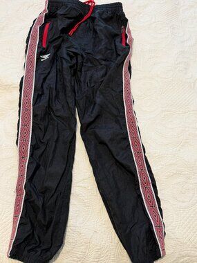 Vintgage Style Umbro Premier Track Pants Black Diamond Stripe L